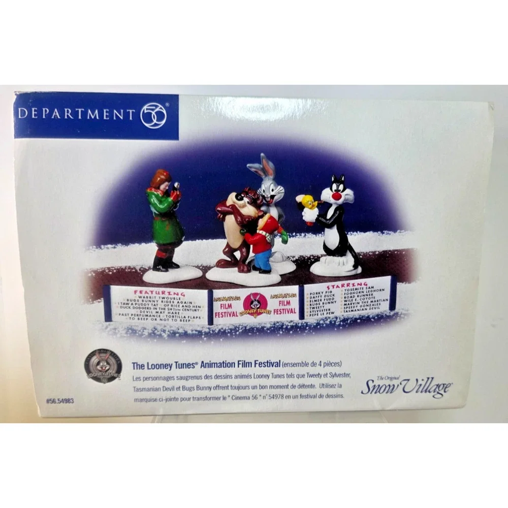 Dept 56 The Looney Tunes Animation Film Festival 54983 Set of 4 Taz Bugs Retired